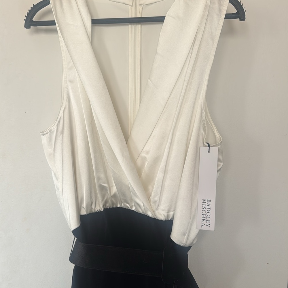 Badgley Mischka classic jumpsuit velvet and silk.